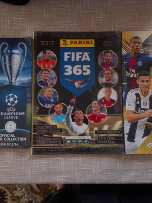 Football sticker albums set of 3, like new (Panini FIFA 365 & Topps)