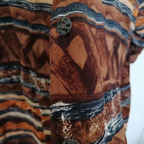 Persona by Marina Rinaldi silk shirt like new, beige and brown, size 1XL/2XL