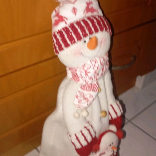 Christmas fabric snowman doll like new