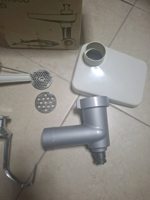 Kitchen meat grinder used with all accessories