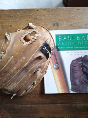 Mark Wort baseball glove used with 1993 archaeology book