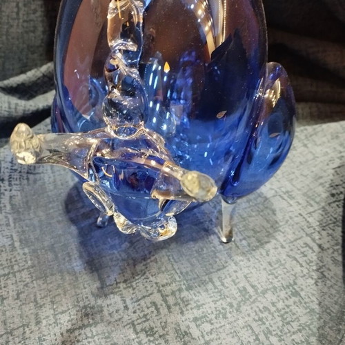 Bull blown glass used, blue decorative piece