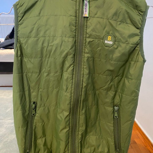 Sleeveless Boys' Jacket used, khaki, size 128 cm