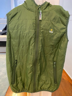Sleeveless Boys' Jacket used, khaki, size 128 cm