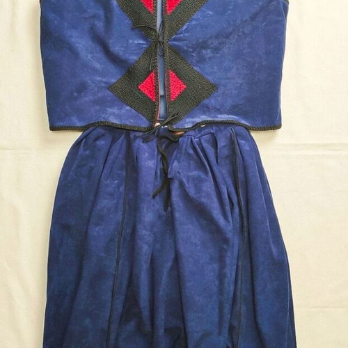 Cretan men's folk costume XL blue vest and gilota