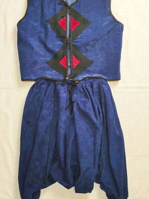 Cretan men's folk costume XL blue vest and gilota