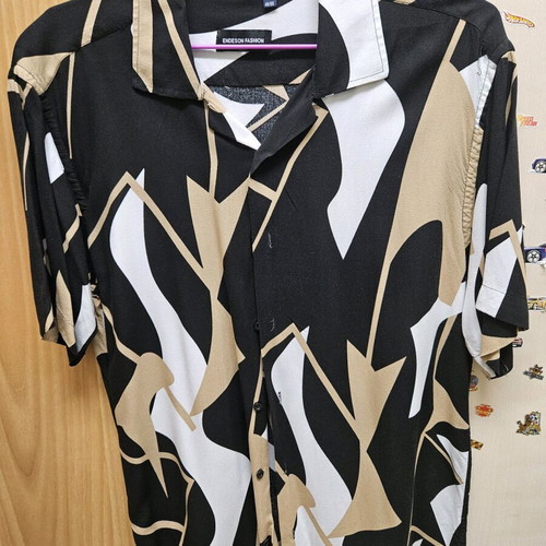 Endeson Fashion men's short-sleeve shirt like new, black and brown