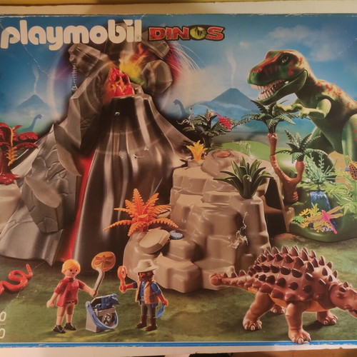 Playmobil Dinos Volcano Set 5230 like new with extra explorer gift