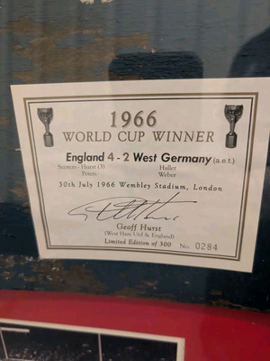 Collectible 1966 World Cup Winner Frame with Authentic Wembley Seat and Autographs, New