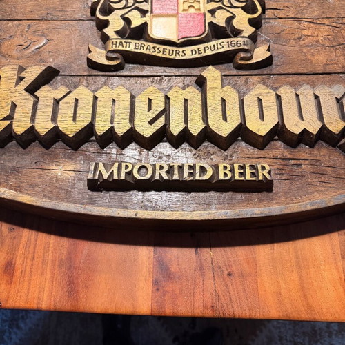 Vintage Kronenbourg Imported Beer Bar Sign faux wood, like new