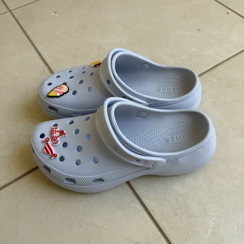 Crocs clogs with thick soft insole, pastel blue