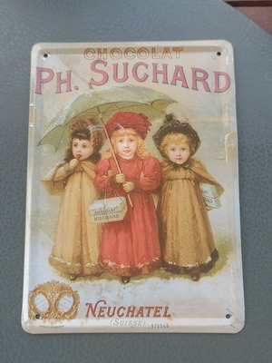 Suchard chocolate metal sign used, vintage retro