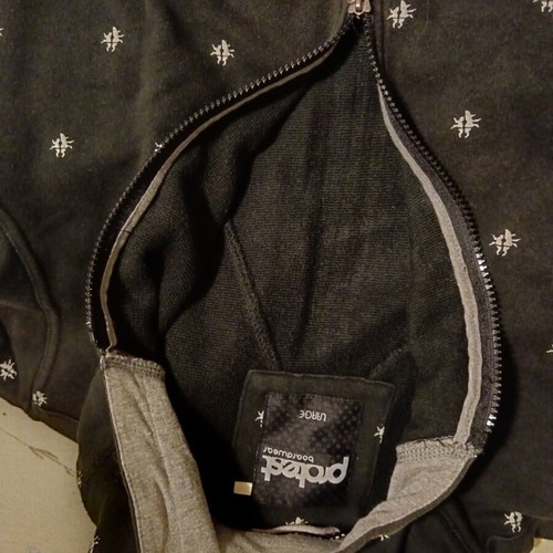 Men's zip-up sweatshirt, size L, cotton fabric, black