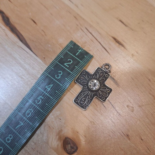 Silver cross 925 with white zircon like new, antique unused