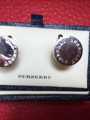 Burberry cufflinks unisex, silver plated steel