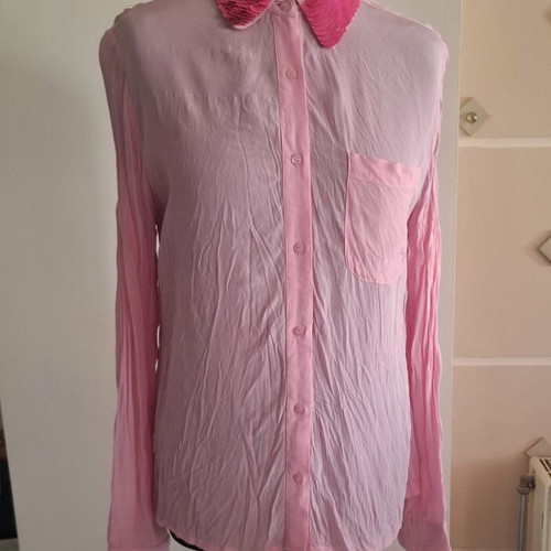 Essentiel Antwerp shirt pink sequin collar used, size S