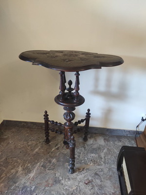 Carved coffee table wenge wood 1950s like new