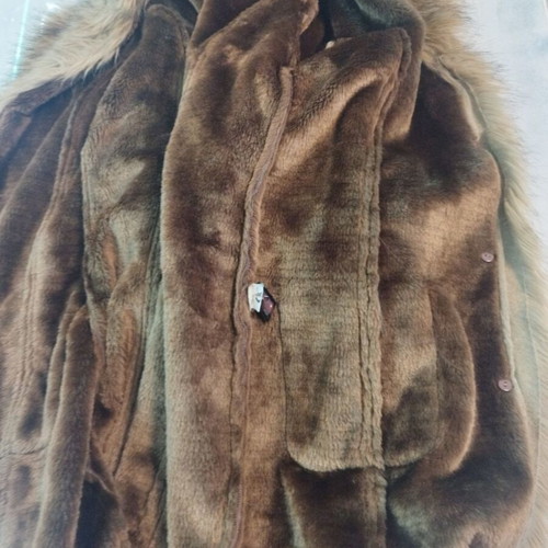 Moda Piu Long Coat like new, warm, with fur trim, brown, XL