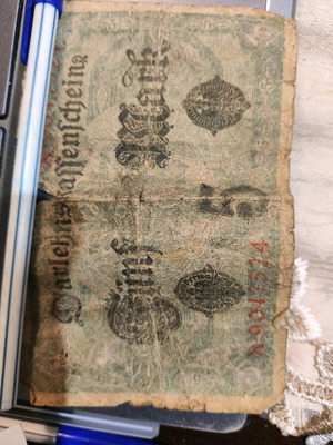 Postwar German banknote used after World War I