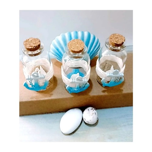 Glass Bottle Wedding Favor with Decorative Sand and Anchor, made to order