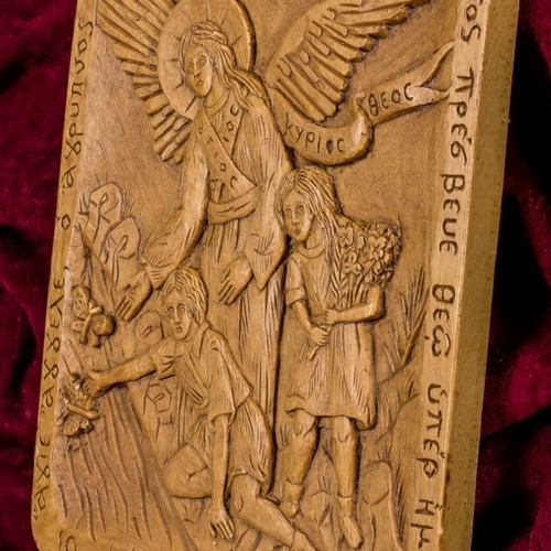 Guardian Angel of Children image made of wax, mastic and incense