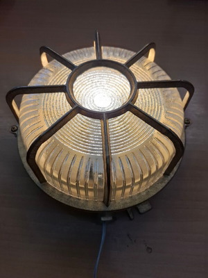 Bronze nautical wall light with glass, vintage, outdoor, Ø20 cm