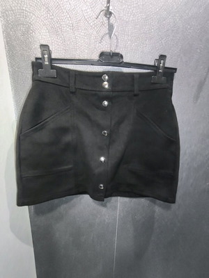 Bershka suede mini skirt with buttons black, like new, size Medium