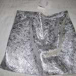 & Other Stories women's leather mini skirt with crossbody bag, metallic silver