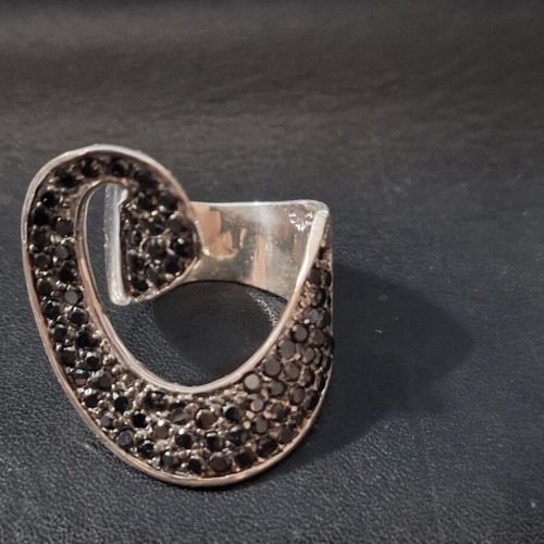 Oxette Silver Ring 9.25 with Black Zirconia New
