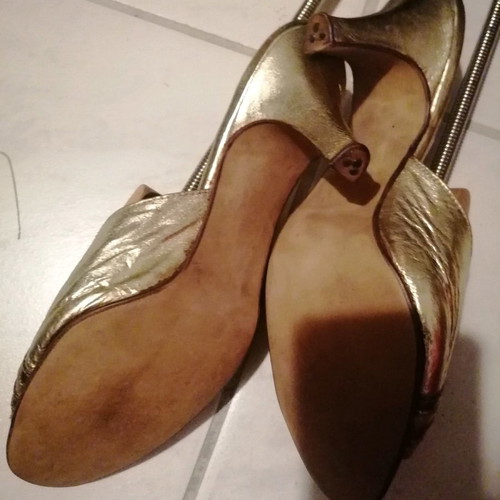 Mule gold bronze leather shoes new, size 39