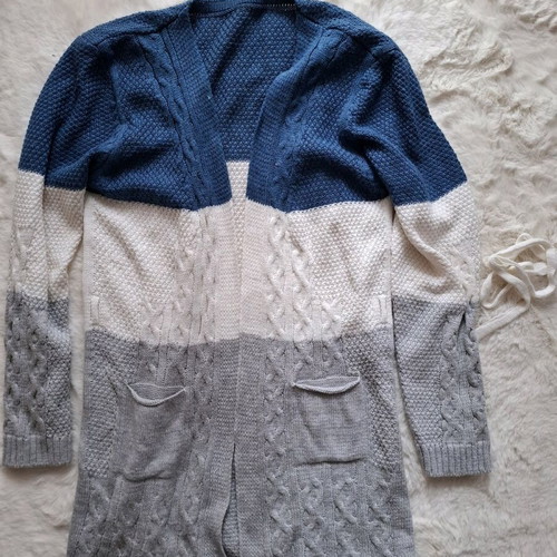Cardigan with belt like new, knitted, knee-length, sizes S-M