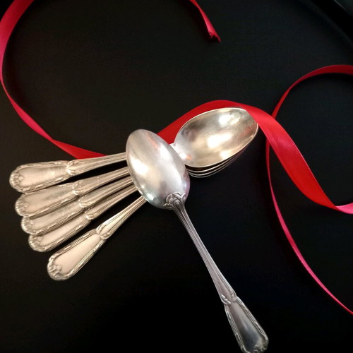 Silver teaspoons set of 6, antique style