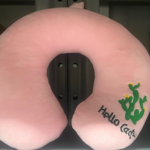 Pink U-Shaped Travel Pillow Winning Star new with cactus embroidery