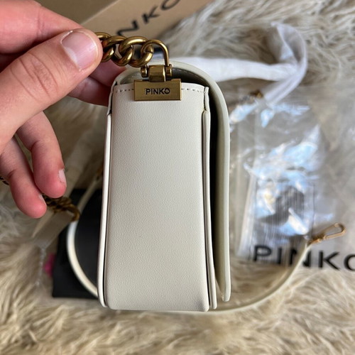 Pinko crossbody bag new white beige with magnetic clasp