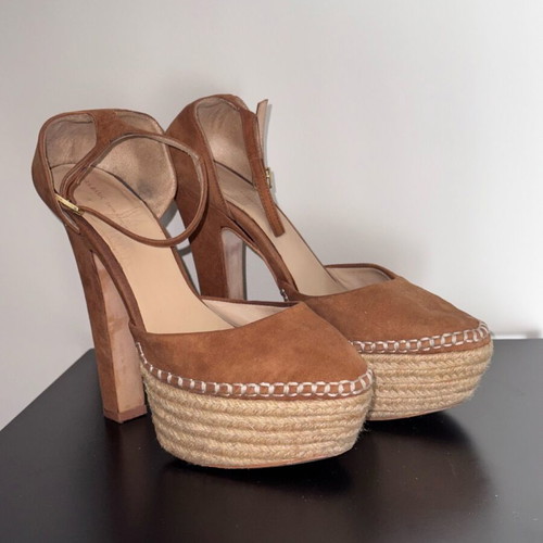 Zara espadrille sandals used, brown tan, size 39