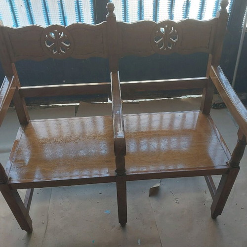 Wooden two-seater bench like new