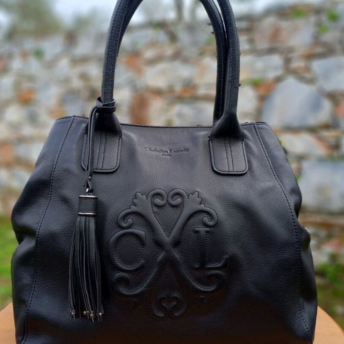 Christian Lacroix leather handbag used, black, large