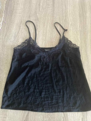 H&M Μαύρο Σατέν Τοπ με Δαντέλα, Μέγεθος S, Σχεδόν Καινούργιο