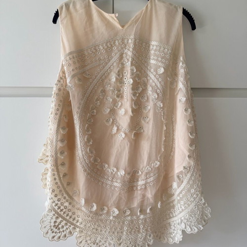 Lace top like new, white, size S, nylon and silk