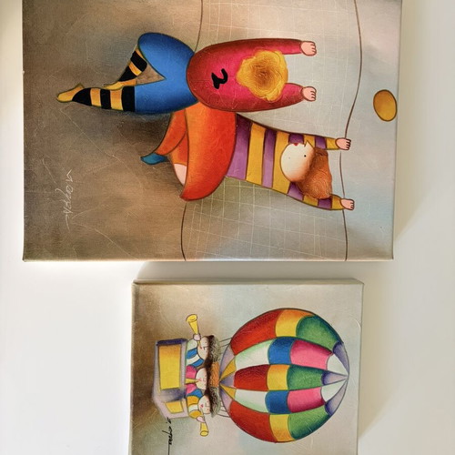Two wall frames with happy motifs for children's room used