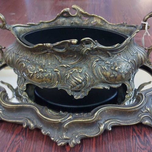 Central brass oxyde table decor two pieces new
