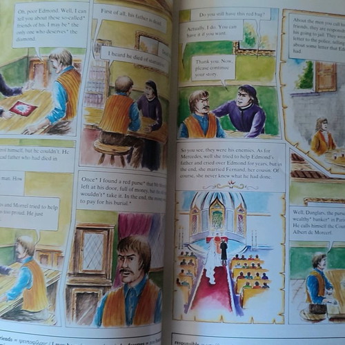 English learning comics with exercises, set of 4