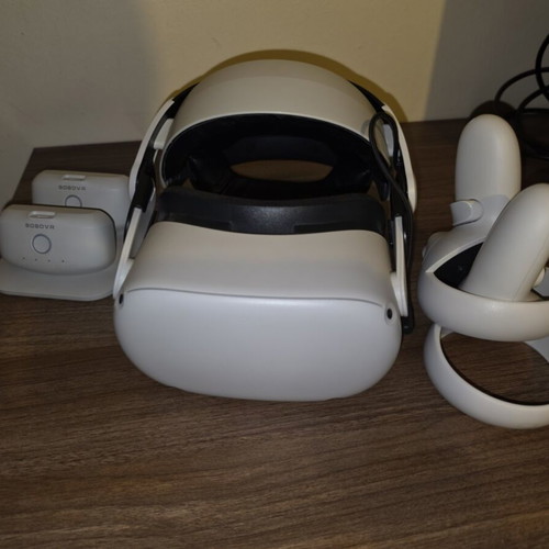 Meta Oculus Quest 2 128GB VR headset with BOBOVR M2 Pro strap and twin battery dock