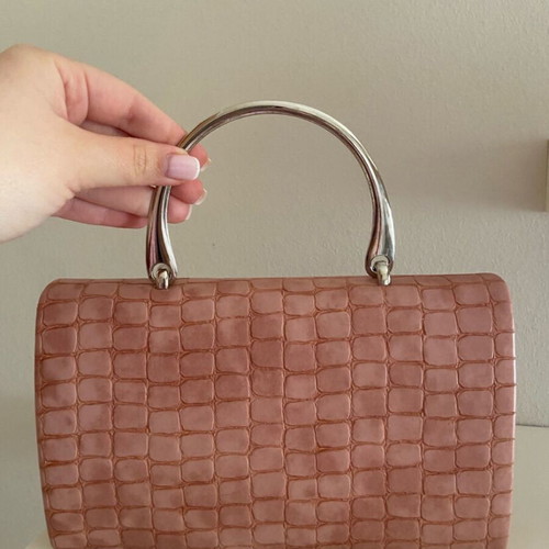 Doca women's clutch bag, salmon with silver details