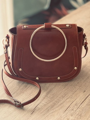 Leather crossbody bag used, tan color