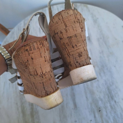 Platform sandals Fashion Icon used, white straps, cork sole, size 41