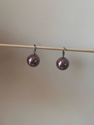 Purple pearl earrings 14mm new