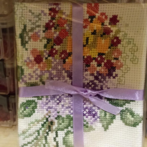 Handmade vintage embroidery flowers for frame or small doily new