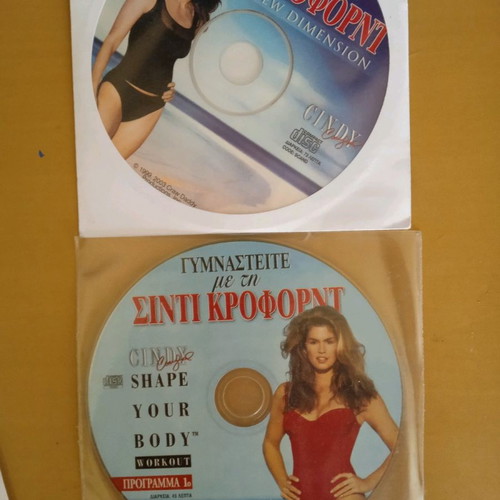 Vintage DVD set of 6 Eleni Petroulaki and Cindy Crawford fitness, massage used