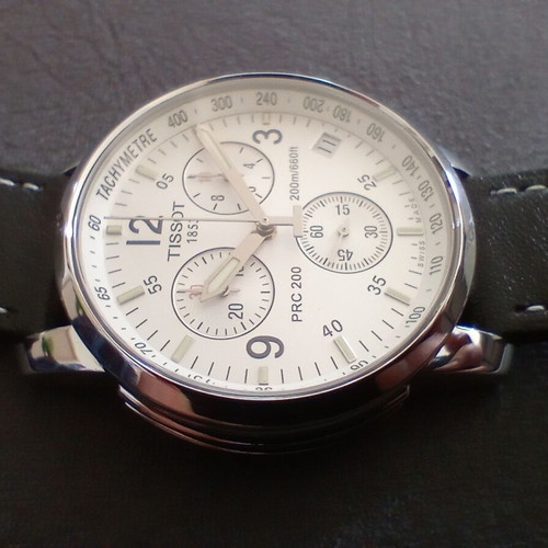 Tissot PRC 200 Chronograph men's watch like new, white and silver